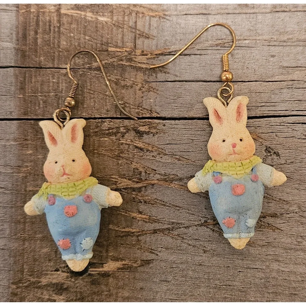 Bunny Rabbit Earrings Easter Springtime‎ Novelty Dangle Drop Cute Fun